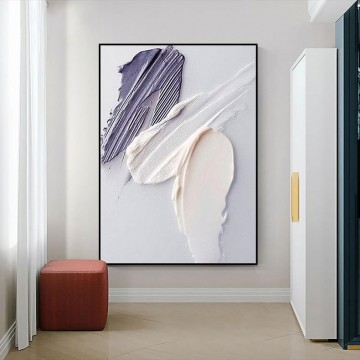 Texturizado Painting - Drop abstracto blanco púrpura biege por Palette Knife pared arte minimalismo textura